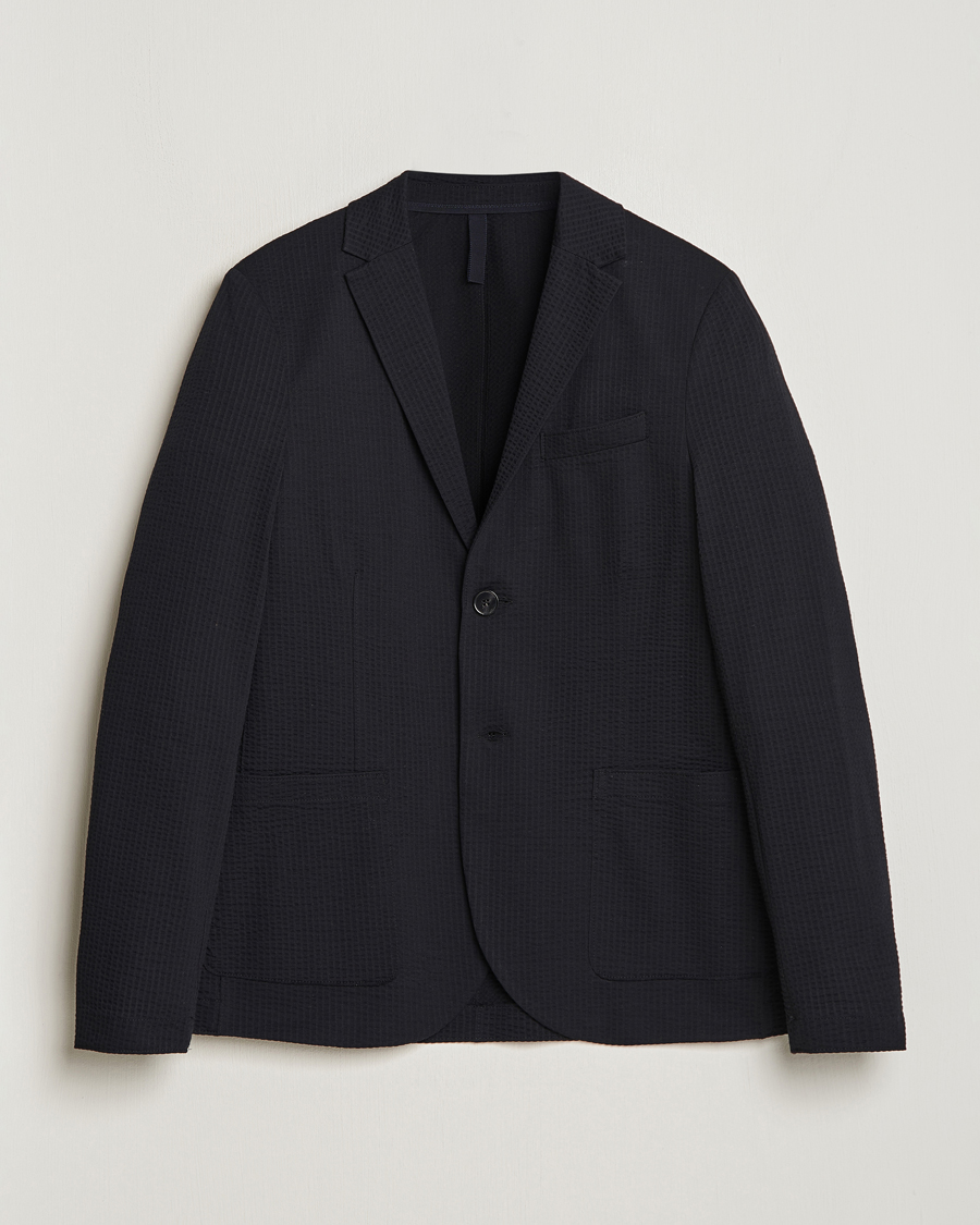 Homme | Blazers | Harris Wharf London | Coolmax Seersucker Blazer Black
