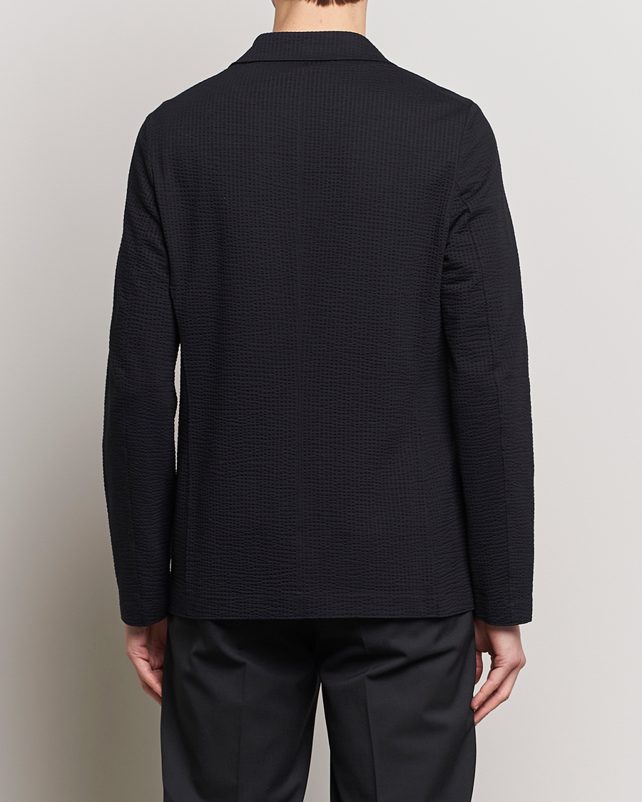 Homme | Blazers | Harris Wharf London | Coolmax Seersucker Blazer Black