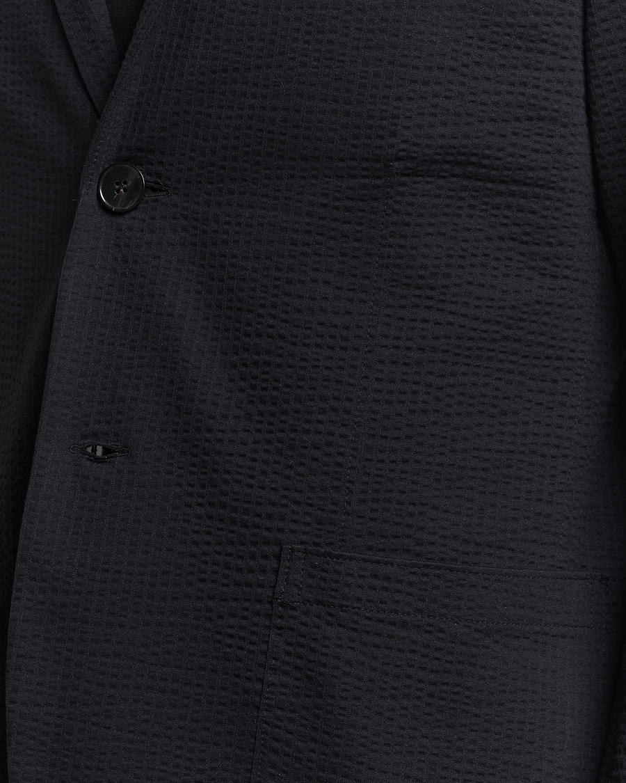 Homme | Blazers | Harris Wharf London | Coolmax Seersucker Blazer Black