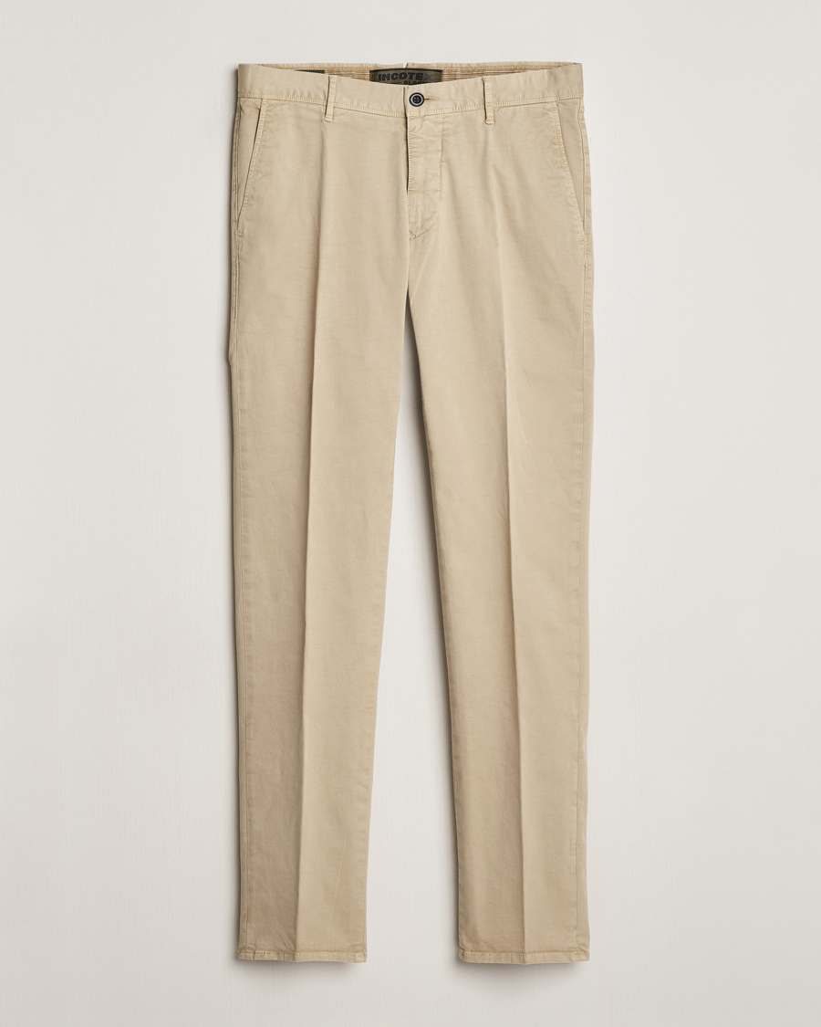 Homme | Pantalons | Incotex | Slim Fit Garment Dyed Slacks Light Beige