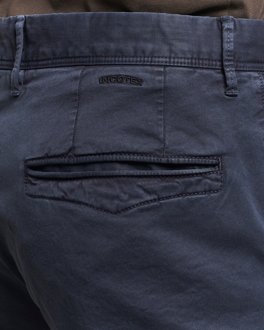 Homme | Pantalons | Incotex | Slim Fit Garment Dyed Slacks Navy