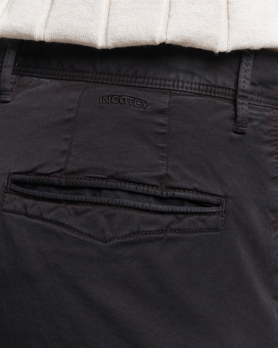 Homme | Pantalons | Incotex | Slim Fit Garment Dyed Slacks Black