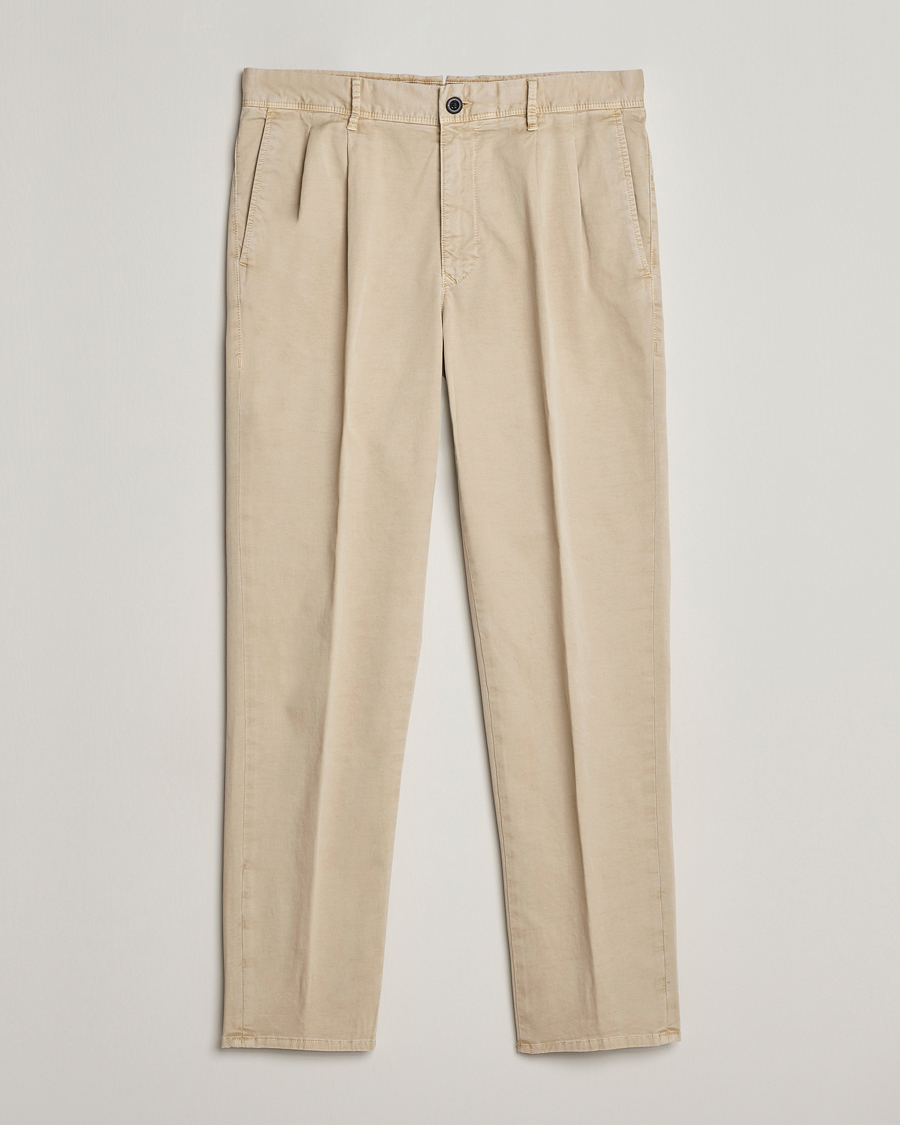 Homme | Pantalons | Incotex | Tapered Fit Pleated Slacks Light Beige
