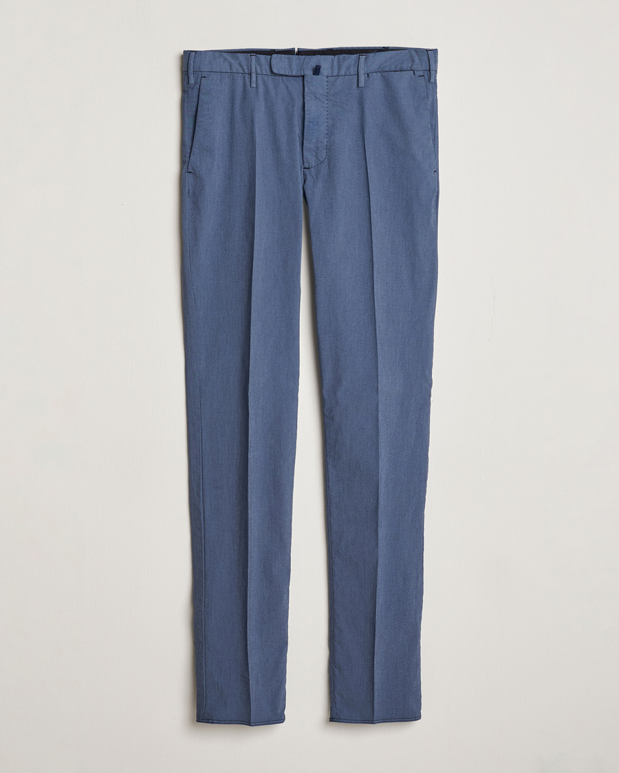 Homme | Pantalons | Incotex | Slim Fit Washed Cotton Comfort Trousers Dark Blue