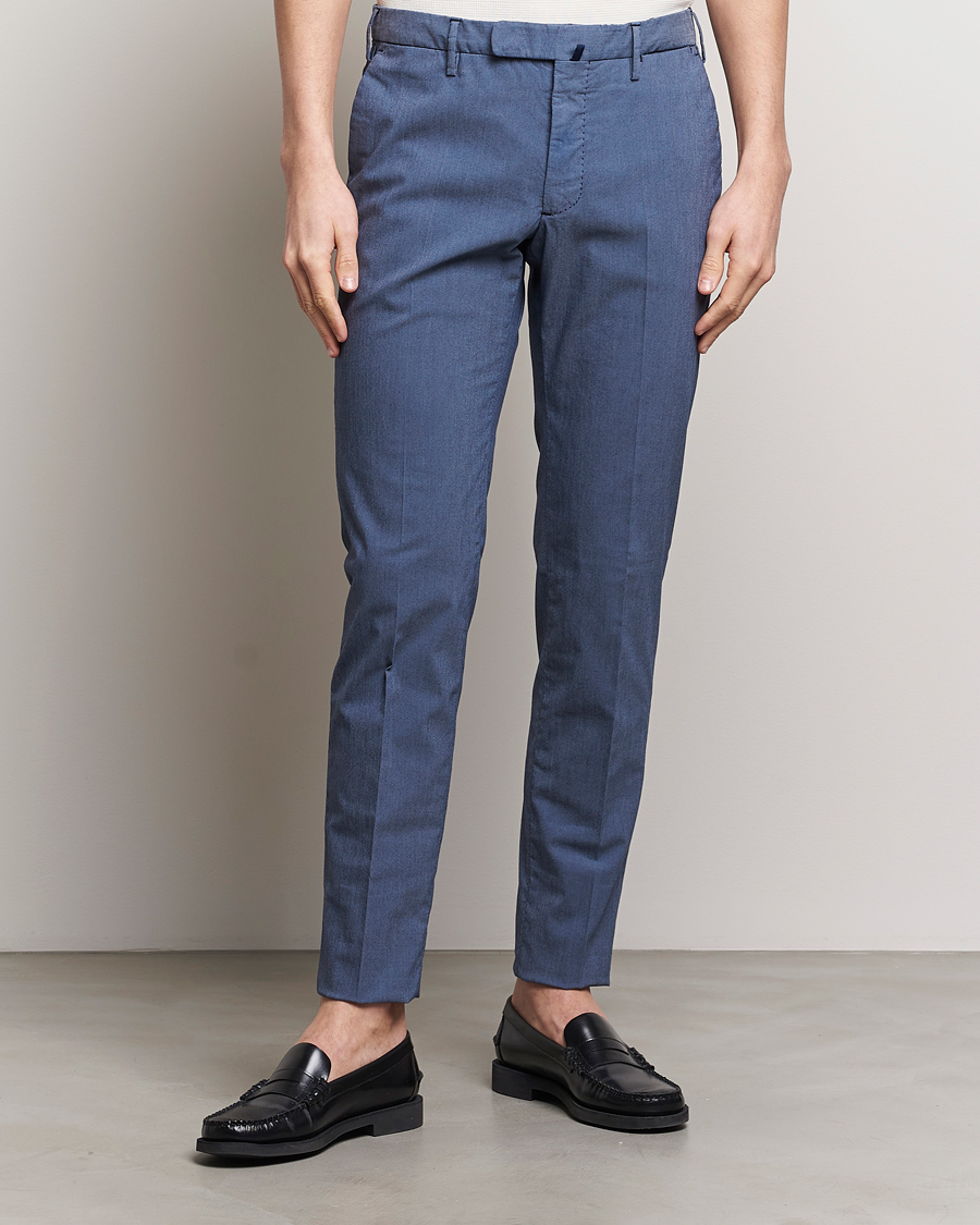 Homme |  | Incotex | Slim Fit Washed Cotton Comfort Trousers Dark Blue