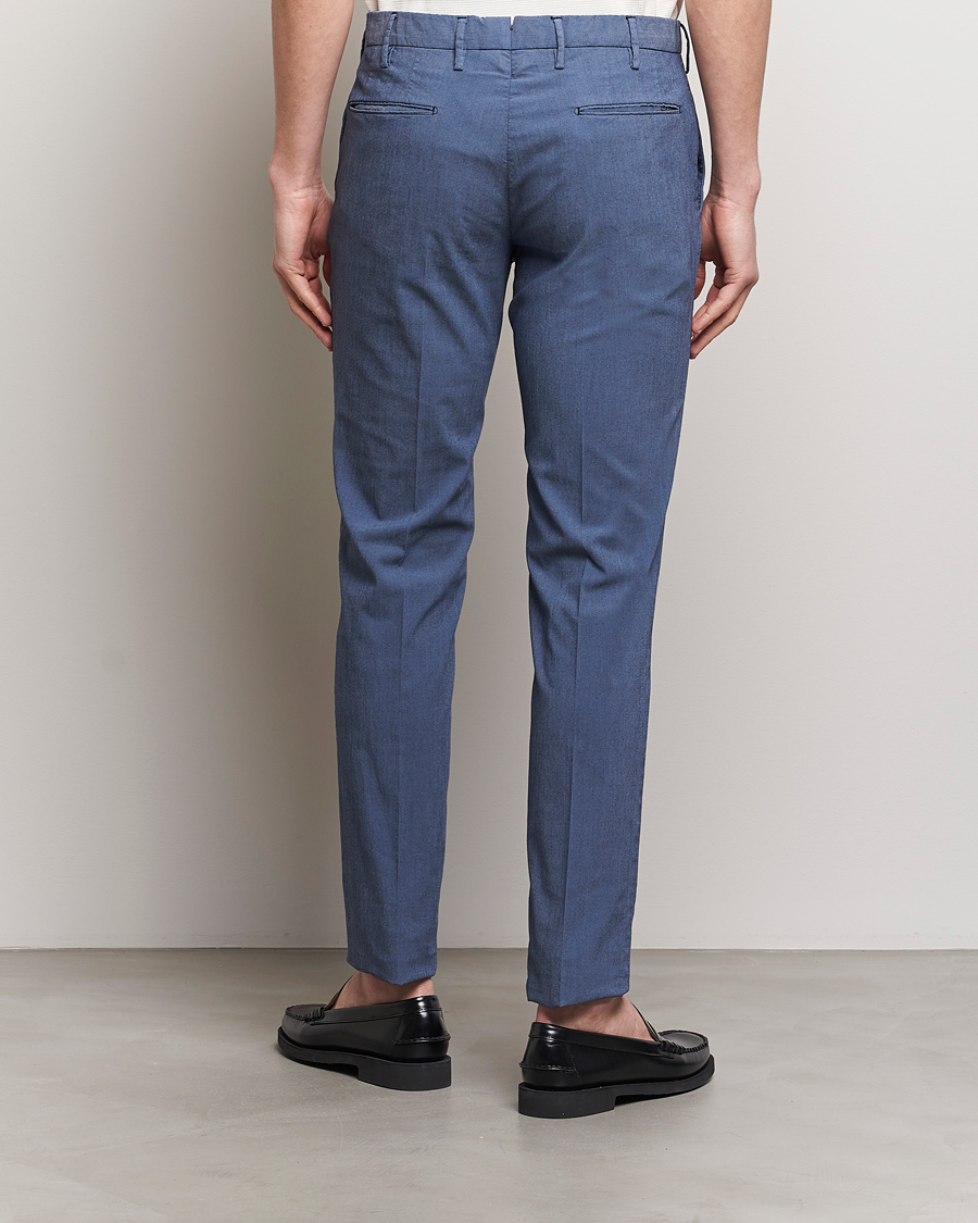 Homme | Pantalons | Incotex | Slim Fit Washed Cotton Comfort Trousers Dark Blue