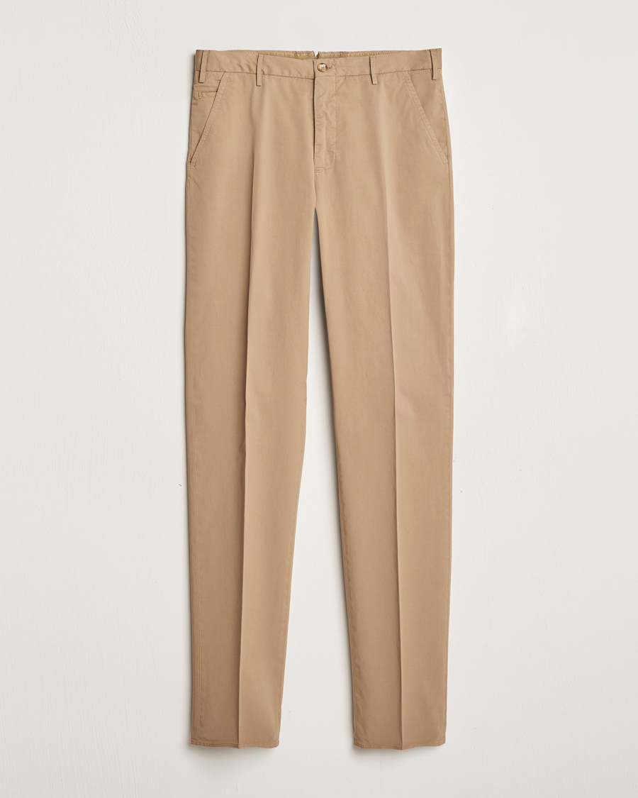 Homme | Pantalons | Incotex | Straight Fit Garment Dyed Chinos Beige
