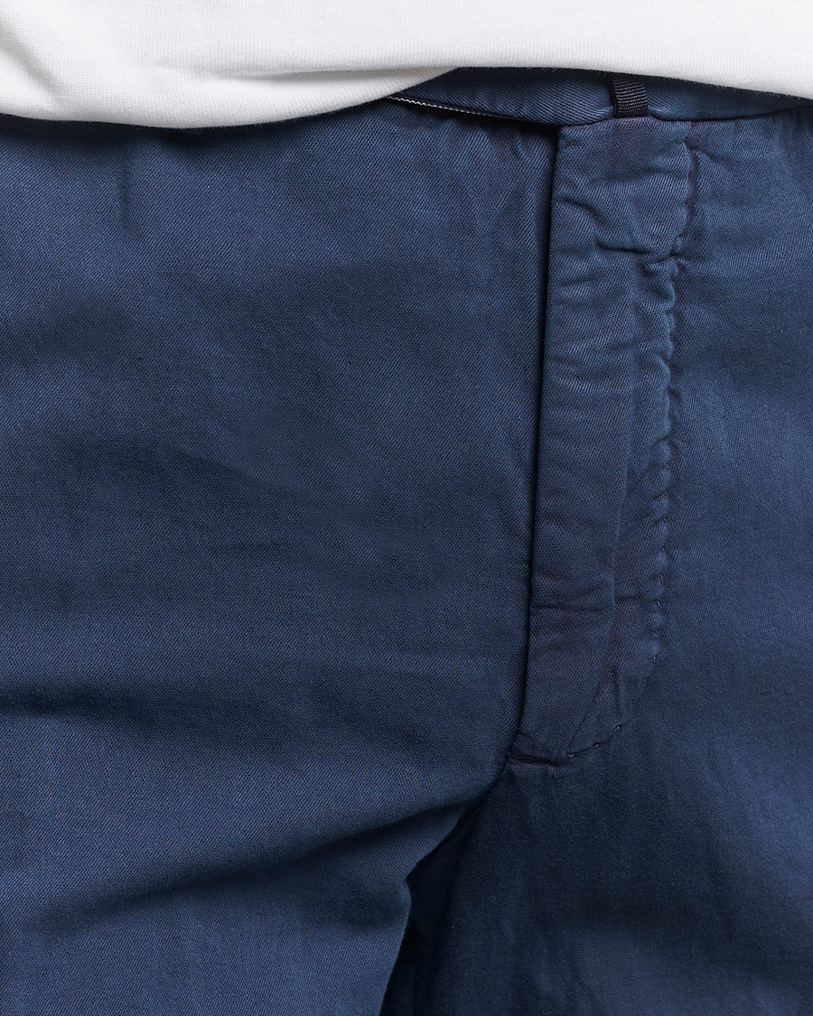 Homme | Pantalons | Incotex | Regular Fit Comfort Cotton/Linen Trousers Navy