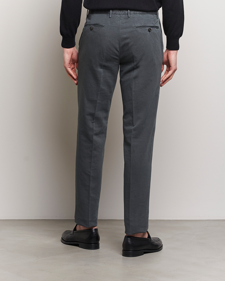 Homme | Pantalons | Incotex | Regular Fit Comfort Cotton/Linen Trousers Dark Grey