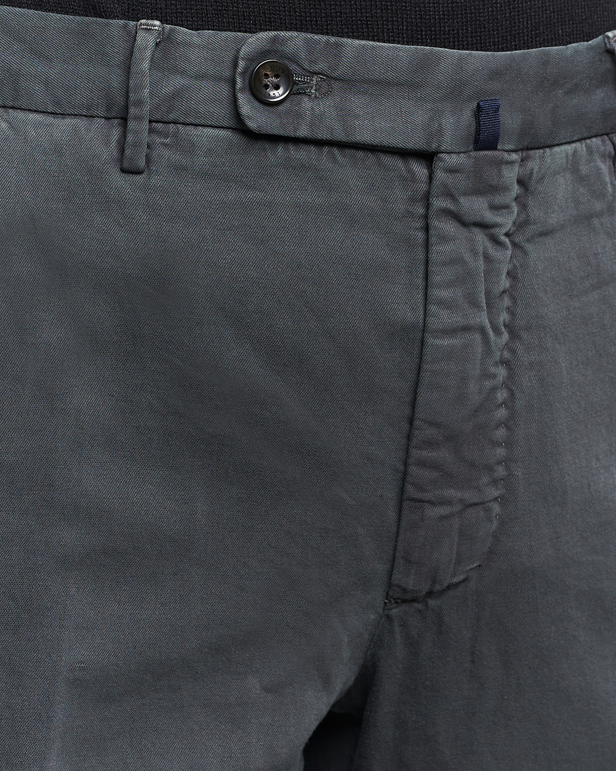 Homme | Pantalons | Incotex | Regular Fit Comfort Cotton/Linen Trousers Dark Grey