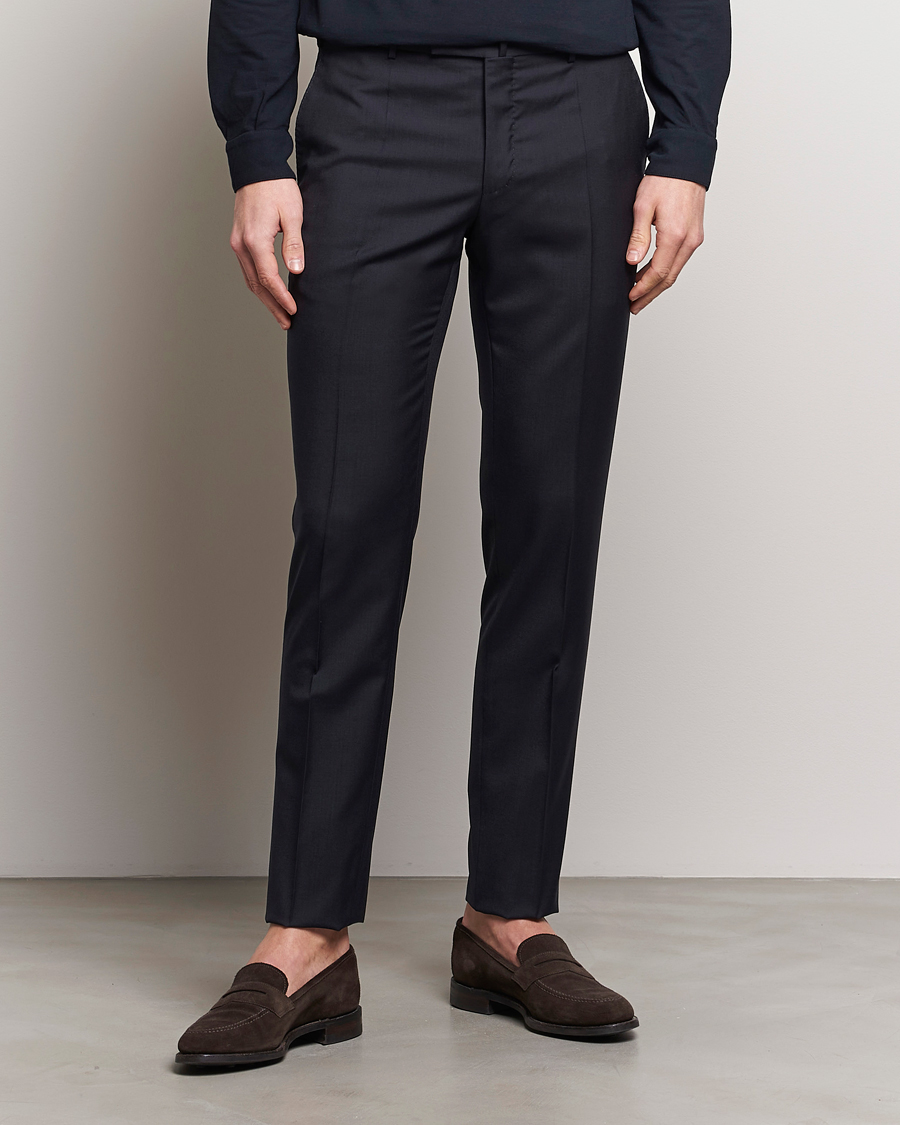 Homme |  | Incotex | Slim Fit Tropical Wool Trousers Navy