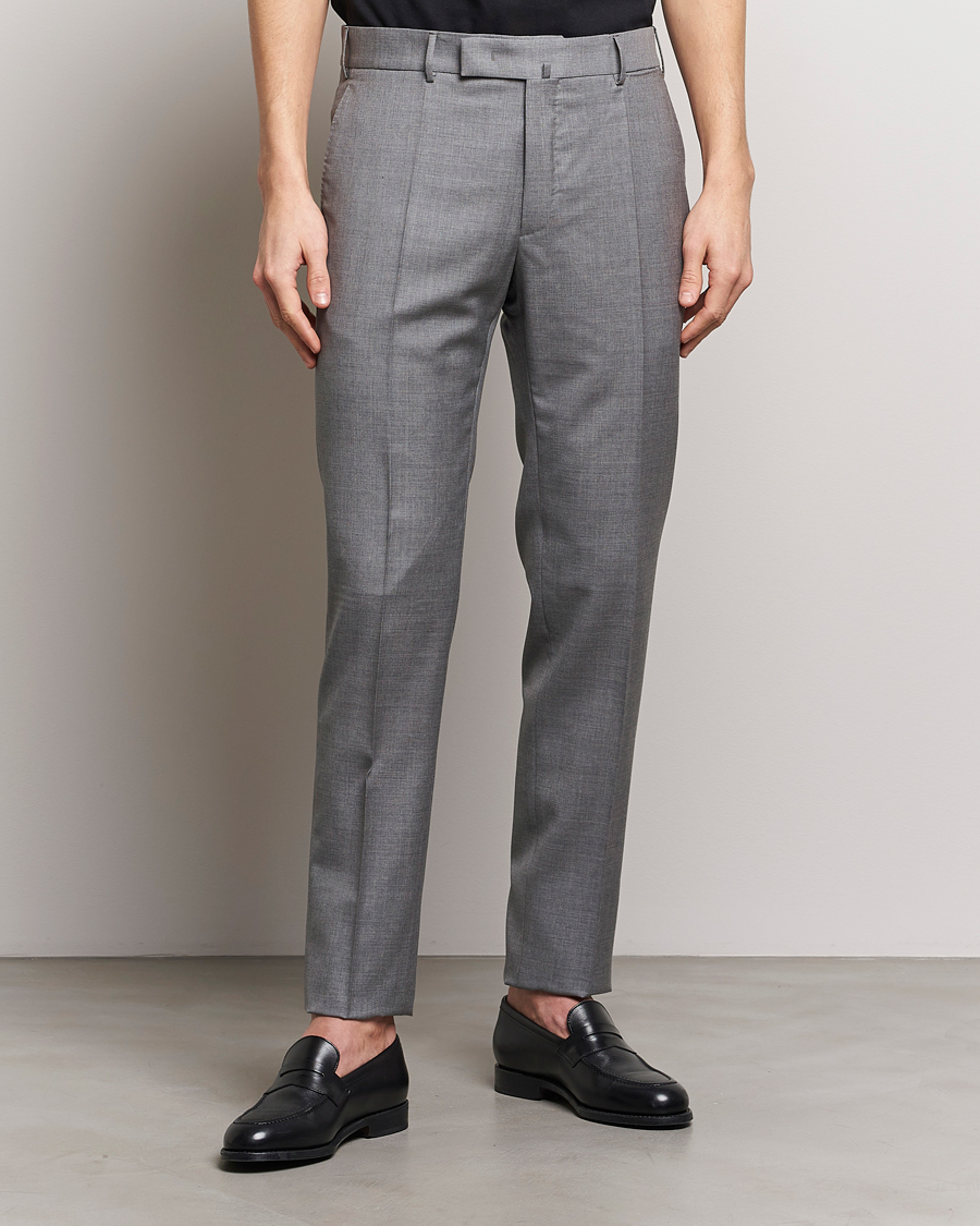 Homme |  | Incotex | Slim Fit Tropical Wool Trousers Light Grey
