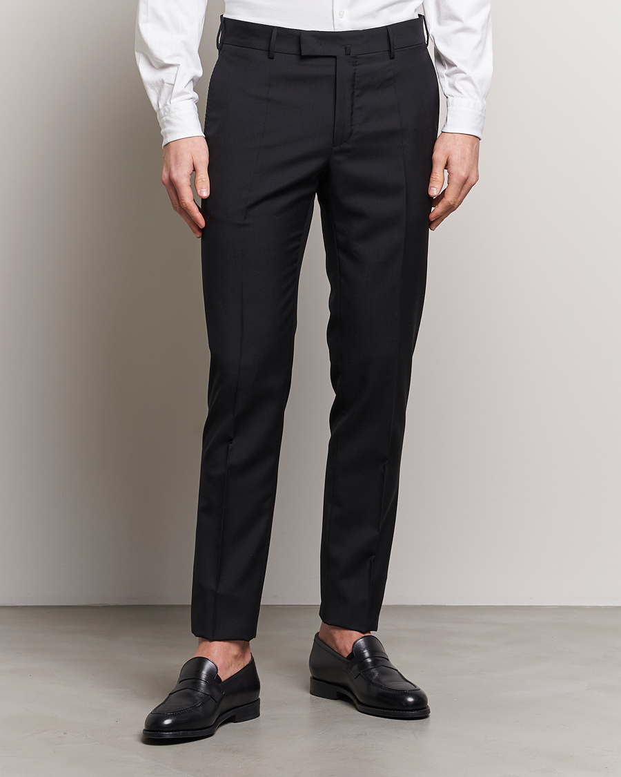 Homme | Incotex | Incotex | Slim Fit Tropical Wool Trousers Black