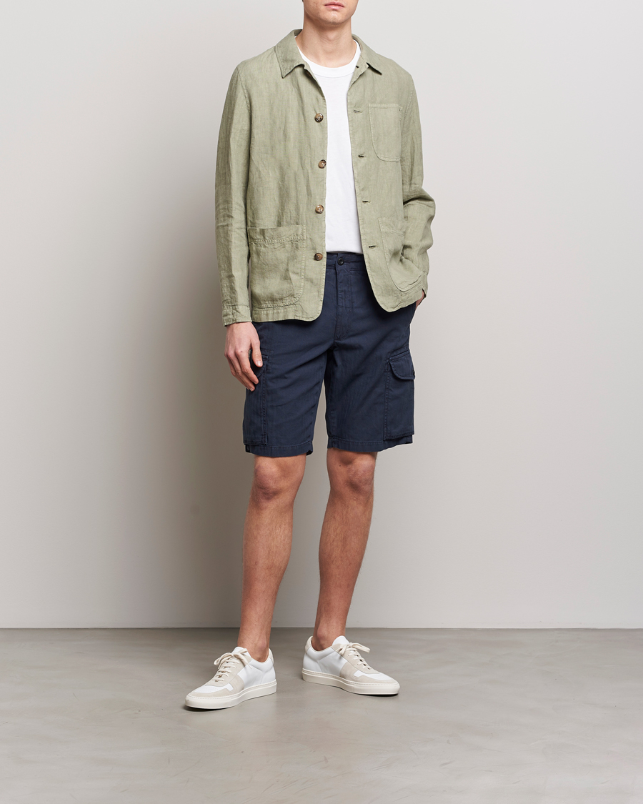 Homme | Shorts | Incotex | Cotton Cargo Shorts Navy