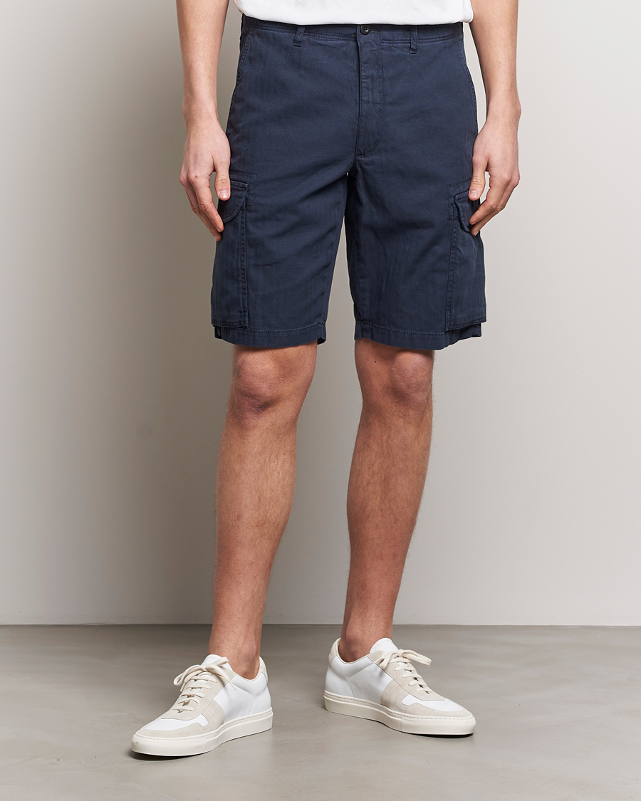 Homme | Shorts | Incotex | Cotton Cargo Shorts Navy