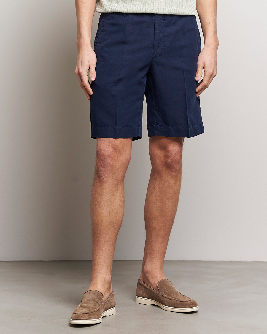 Homme | Shorts En Lin | Incotex | Chinolino Shorts Navy