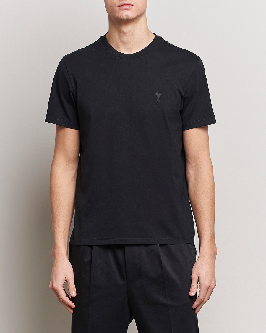Homme | T-Shirts Noirs | AMI | Tonal Heart Logo T-Shirt Black