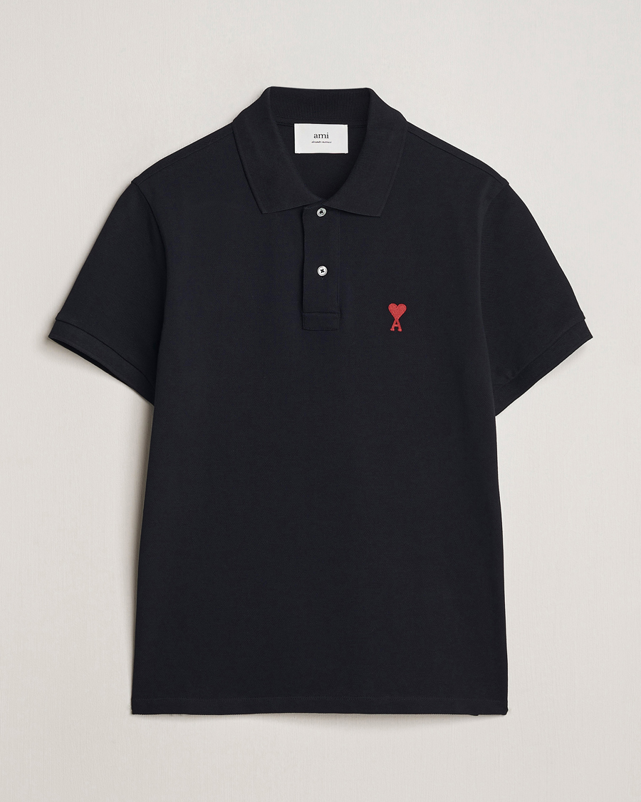 Homme | Polos | AMI | Heart Logo Piquet Polo Black