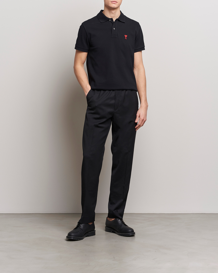 Homme | Polos | AMI | Heart Logo Piquet Polo Black