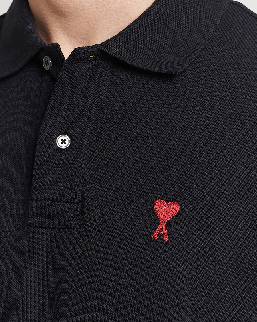 Homme | Polos | AMI | Heart Logo Piquet Polo Black