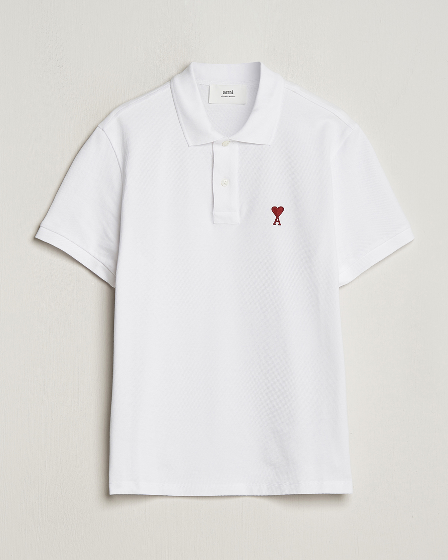 Homme | Polos | AMI | Heart Logo Piquet Polo White