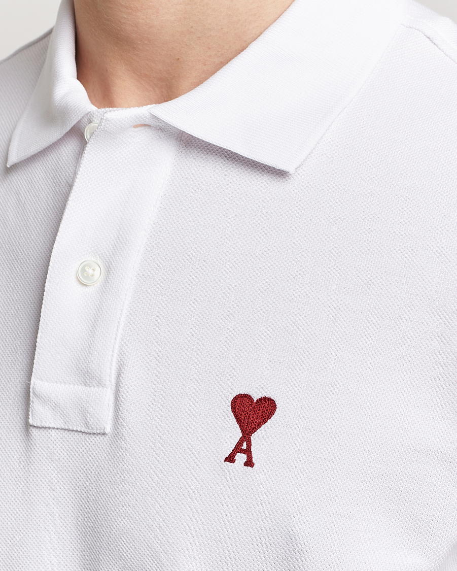 Homme | Polos | AMI | Heart Logo Piquet Polo White