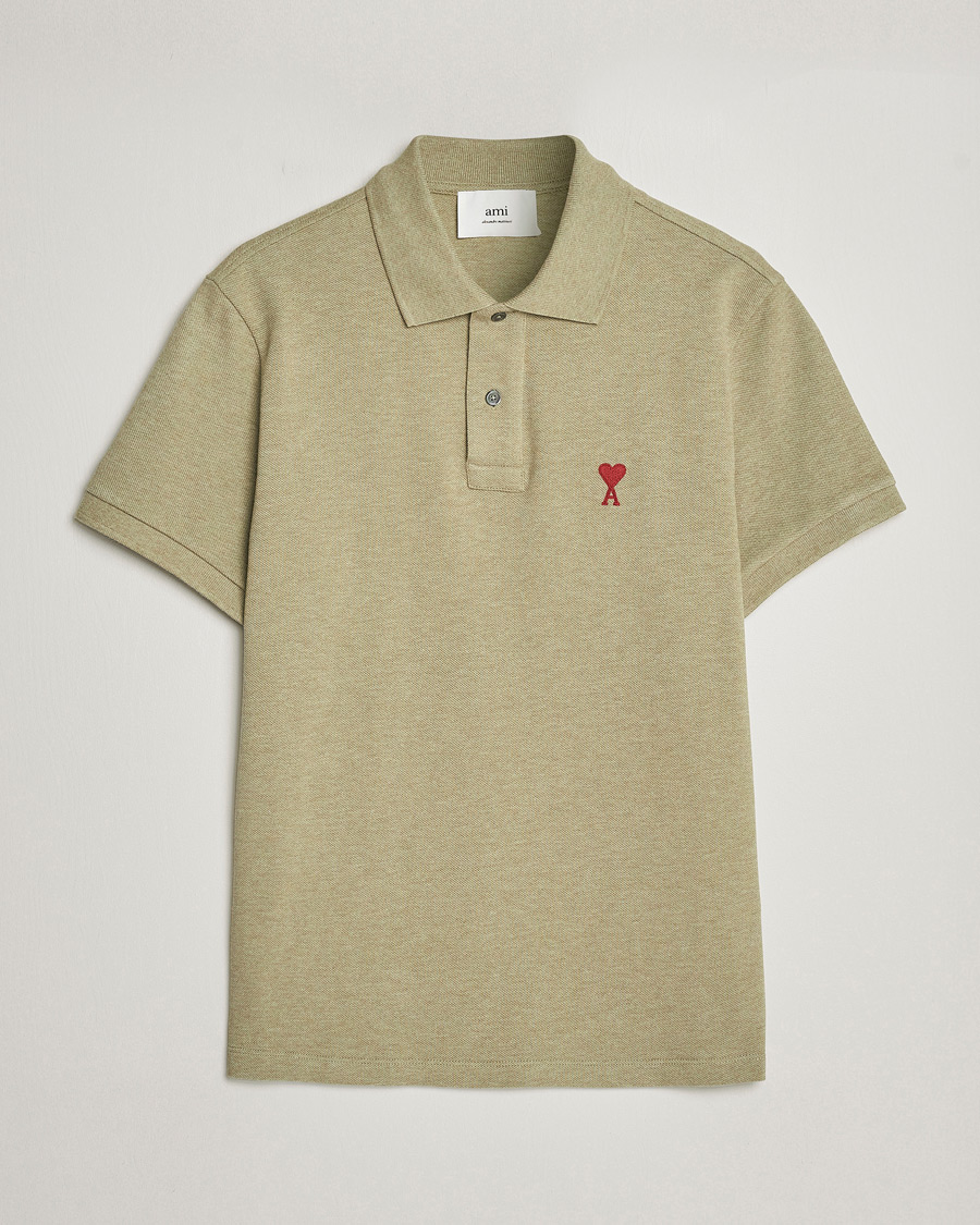 Homme | Polos | AMI | Heart Logo Piquet Polo Heather Sage