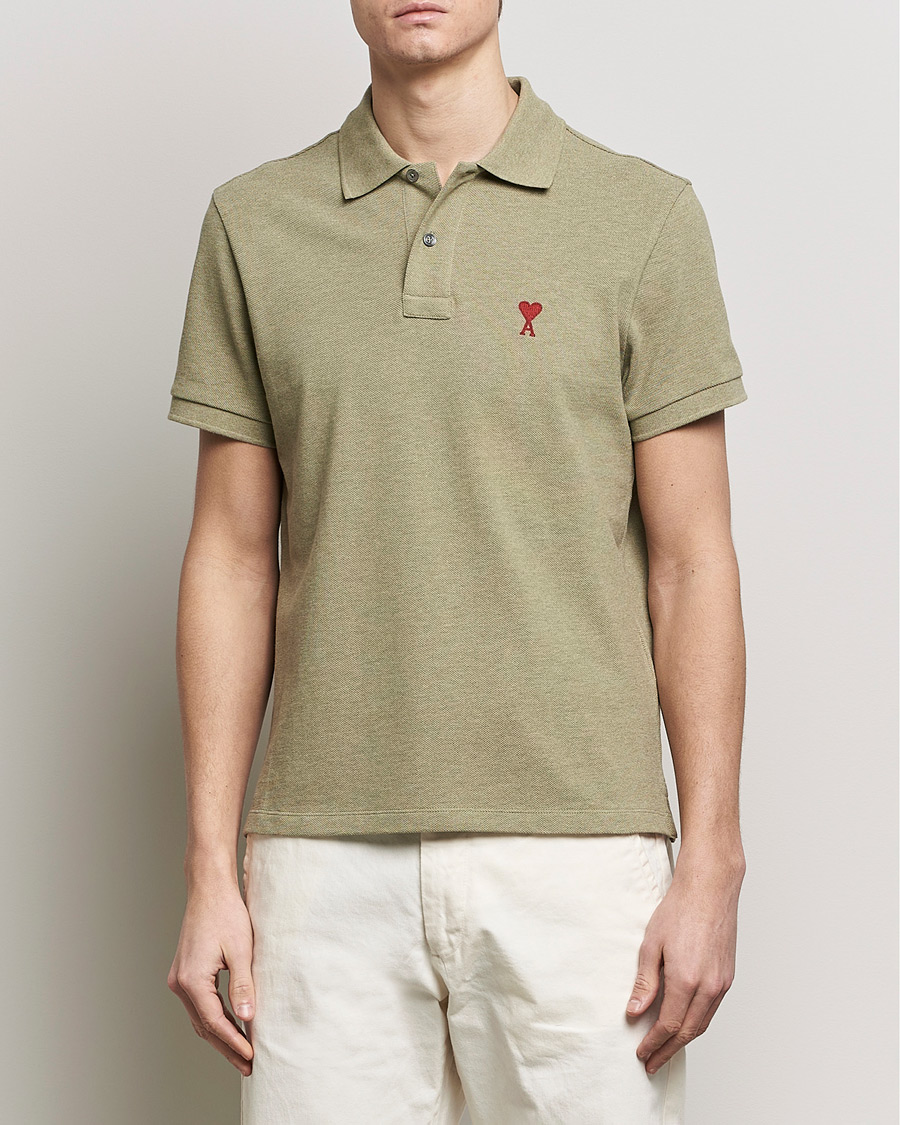 Homme | Polos | AMI | Heart Logo Piquet Polo Heather Sage