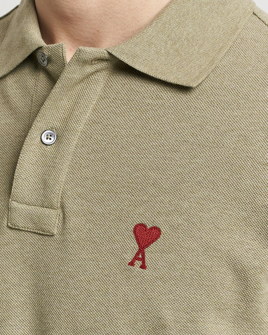 Homme | Polos | AMI | Heart Logo Piquet Polo Heather Sage