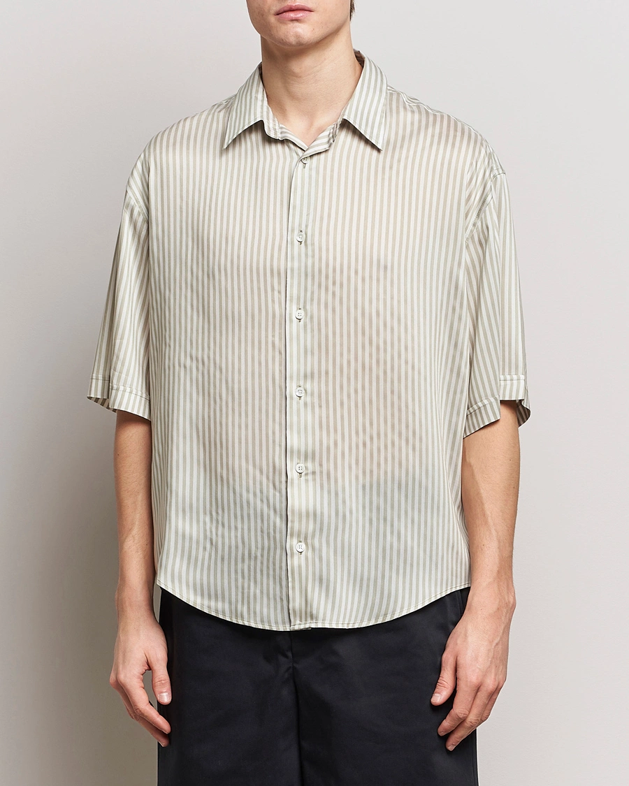 Homme | Sections | AMI | Boxy Fit Striped Short Sleeve Shirt Chalk/Sage