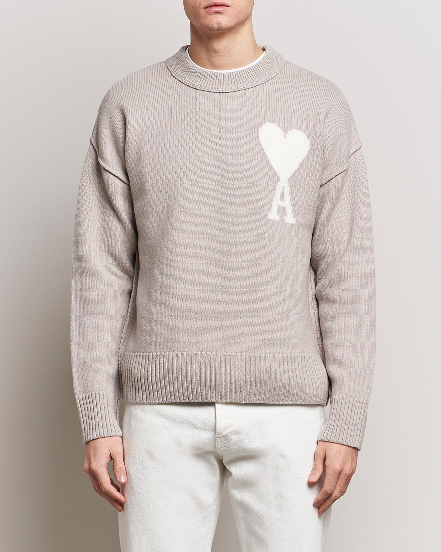 Homme | Pulls Et Tricots | AMI | Big Heart Wool Sweater Light Beige