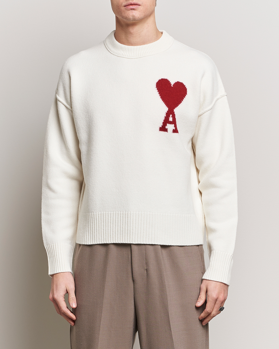 Homme | Vêtements | AMI | Big Heart Wool Sweater Off White