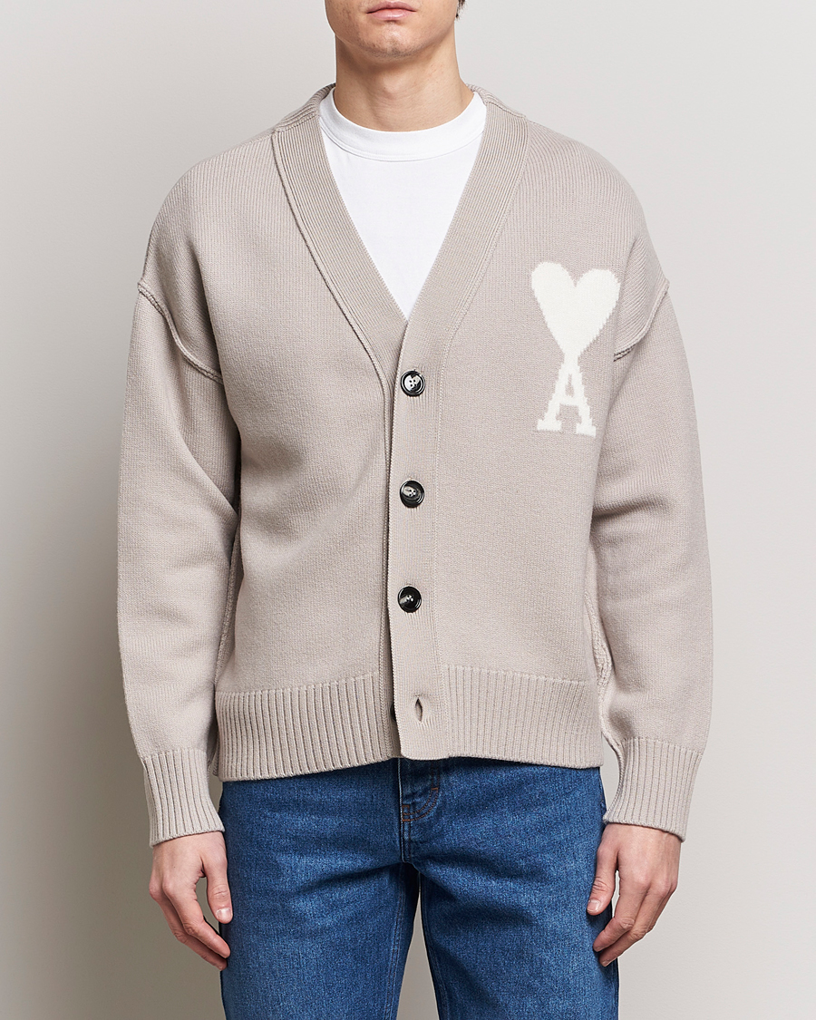 Homme | Sections | AMI | Big Heart Wool Cardigan Light Beige