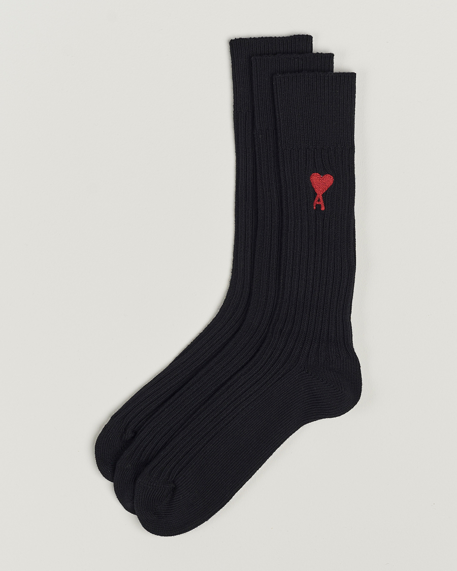 Homme | Sous-Vêtements Et Chaussettes | AMI | 3-Pack Heart Socks Black