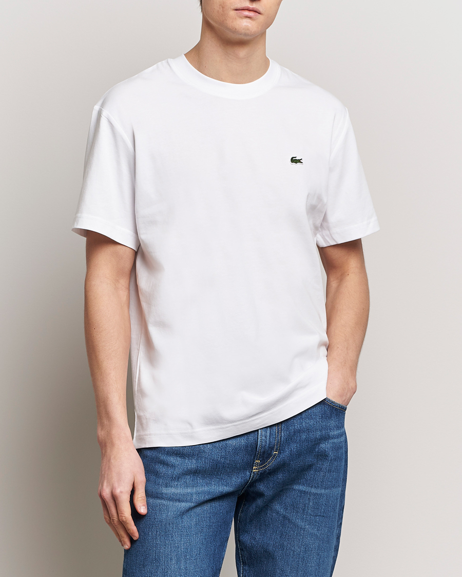 Homme | T-Shirts Blancs | Lacoste | Regular Fit Heavy Crew Neck T-Shirt White