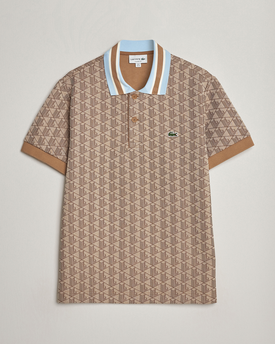 Homme | Polos | Lacoste | Classic Fit Monogram Polo Croissant/Cookie
