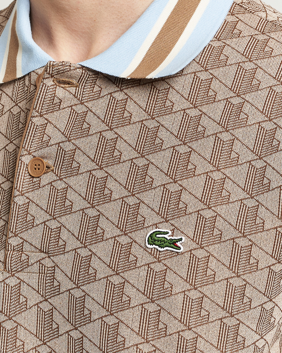 Homme | Polos | Lacoste | Classic Fit Monogram Polo Croissant/Cookie