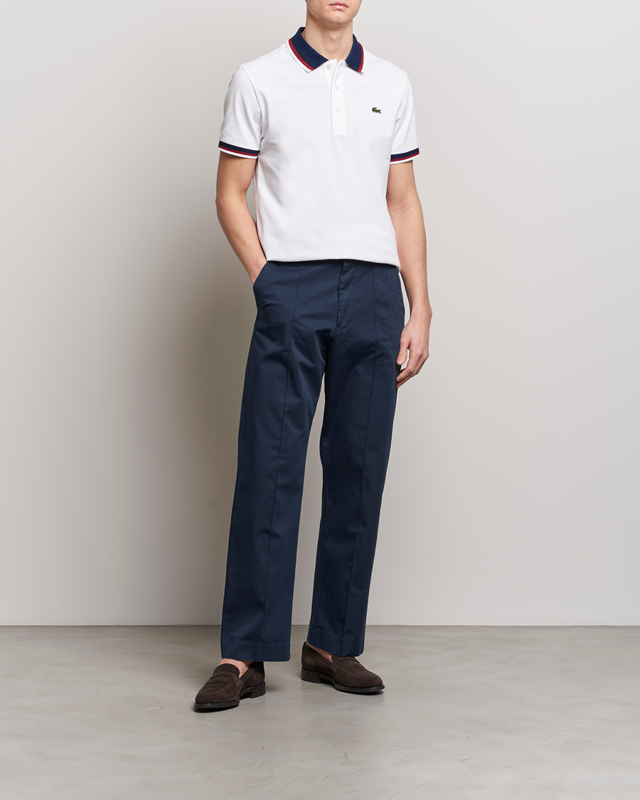 Homme | Polos | Lacoste | Regular Fit Tipped Polo White