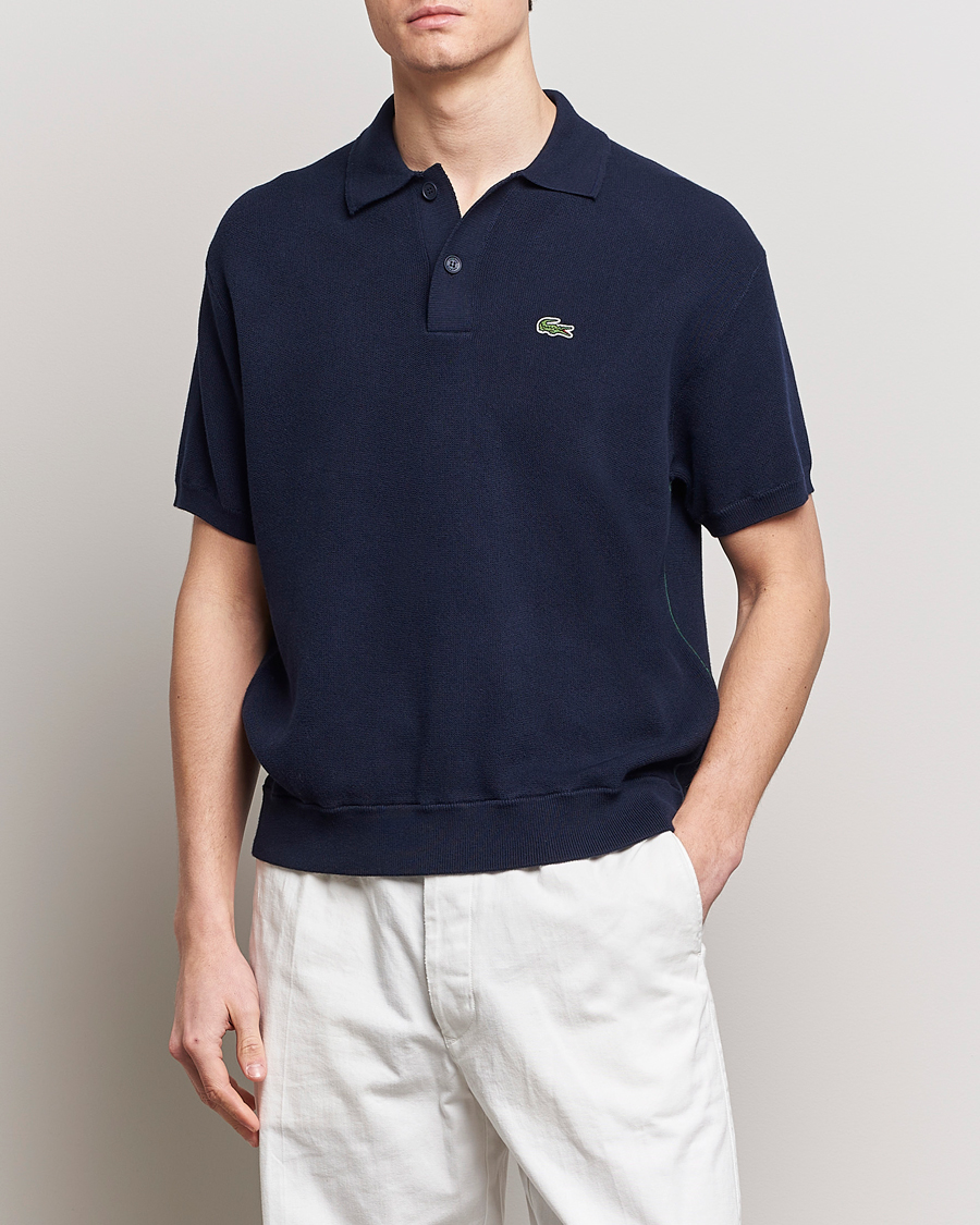 Homme | Stylesegment Casual Classics | Lacoste | Relaxed Fit Moss Stitched Knitted Polo Navy