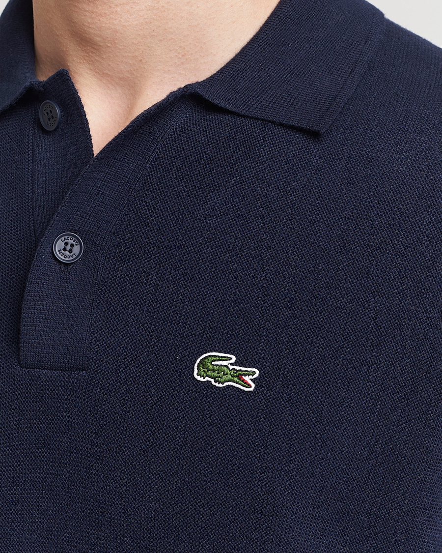 Homme | Polos | Lacoste | Relaxed Fit Moss Stitched Knitted Polo Navy
