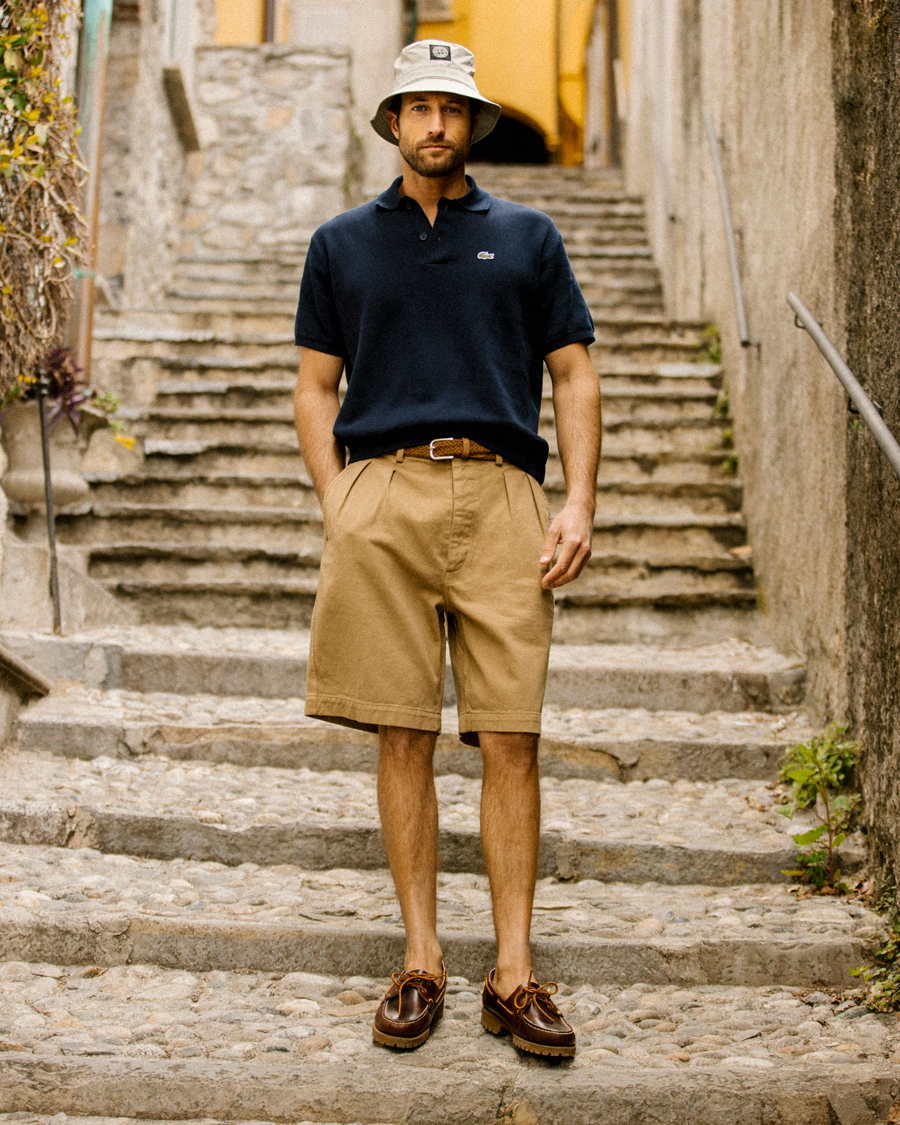 Homme | Polos | Lacoste | Relaxed Fit Moss Stitched Knitted Polo Navy