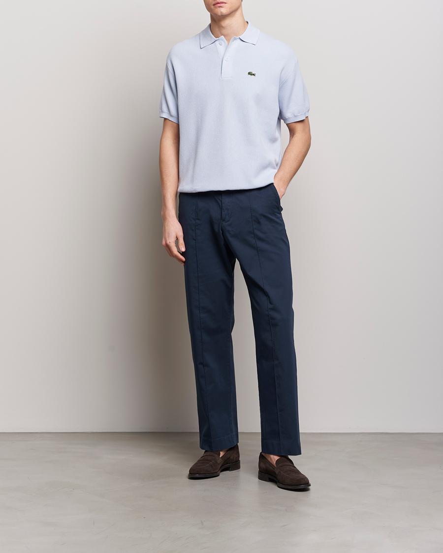 Homme | Polos | Lacoste | Relaxed Fit Moss Stitched Knitted Polo Phoenix Blue