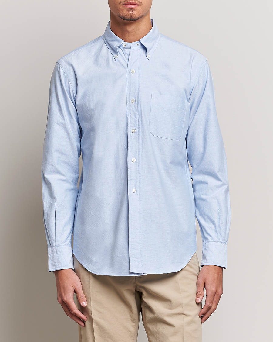 Homme | Chemises Oxford | Kamakura Shirts | Vintage Ivy Oxford Button Down Shirt Light Blue