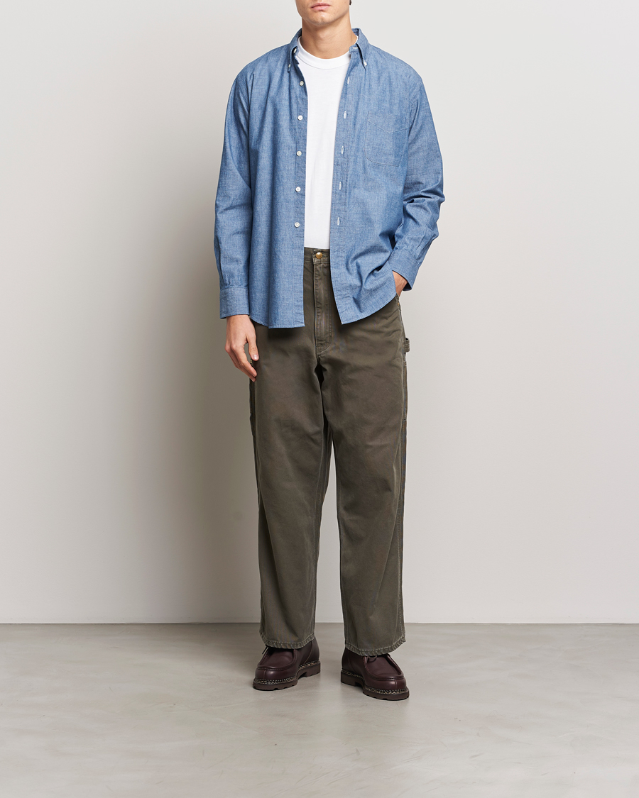 Homme | Chemises | Kamakura Shirts | Vintage Ivy Chambray Button Down Shirt Blue