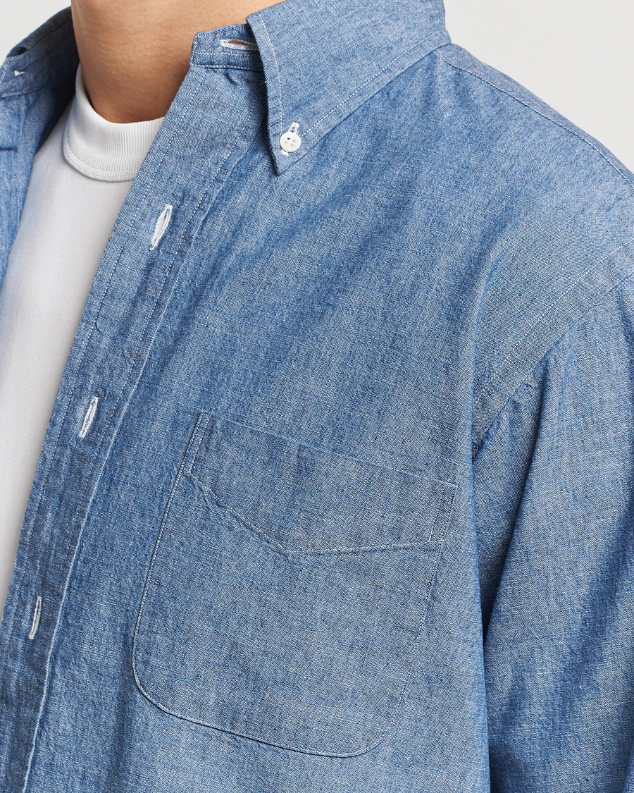 Homme | Chemises | Kamakura Shirts | Vintage Ivy Chambray Button Down Shirt Blue