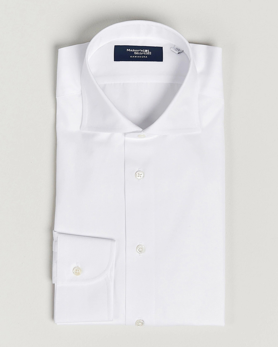 Homme | Chemises | Kamakura Shirts | Slim Fit Broadcloth Dress Shirt White