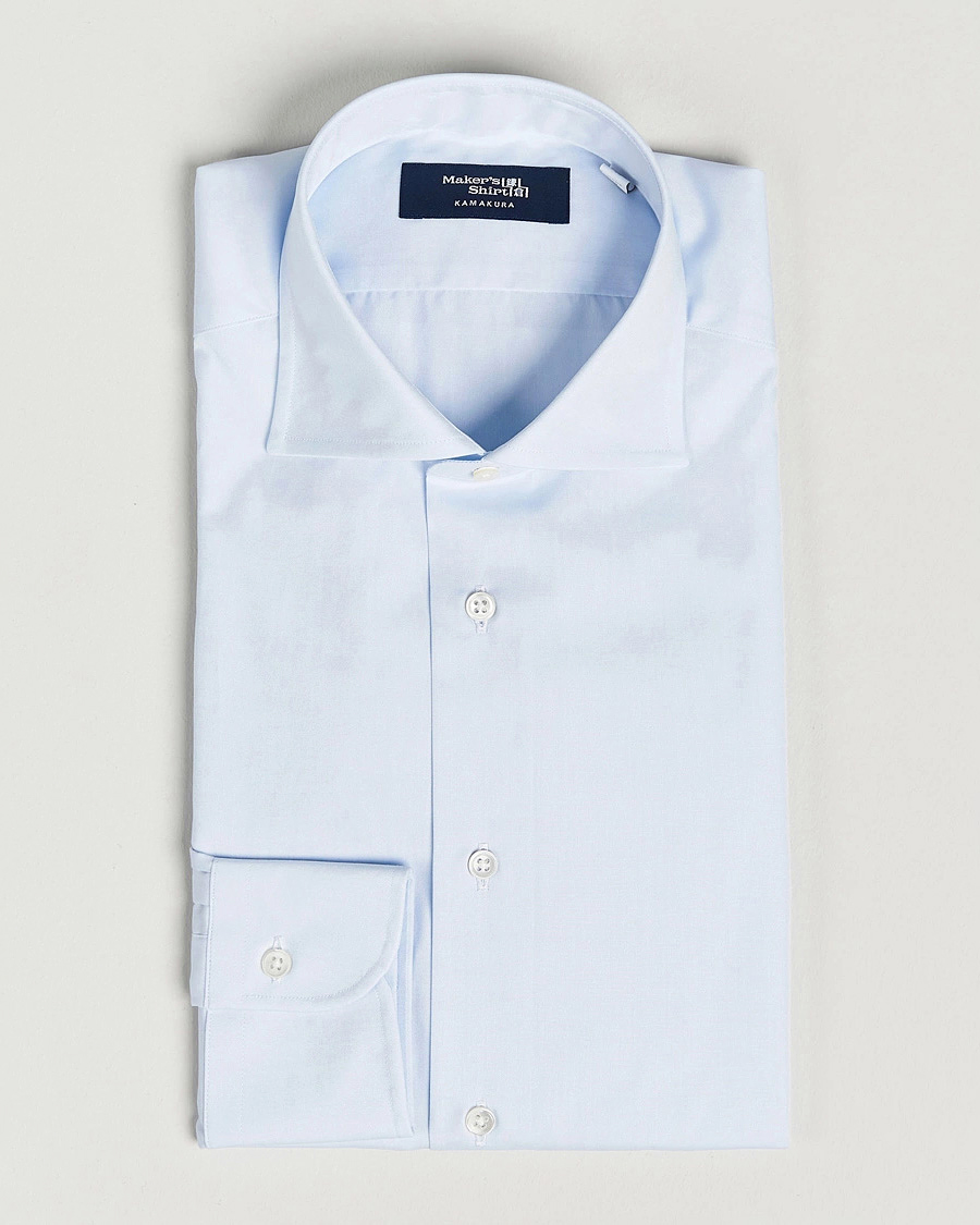 Homme | Chemises | Kamakura Shirts | Slim Fit Broadcloth Dress Shirt Light Blue