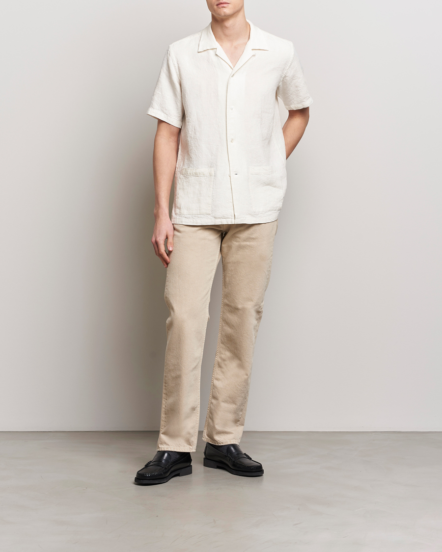 Homme | Chemises | Kamakura Shirts | Vintage Ivy Heavy Linen Beach Shirt White