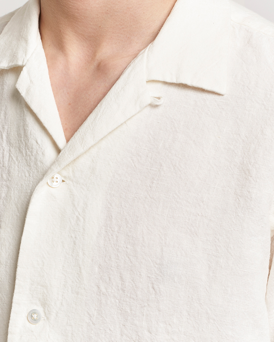 Homme | Chemises | Kamakura Shirts | Vintage Ivy Heavy Linen Beach Shirt White