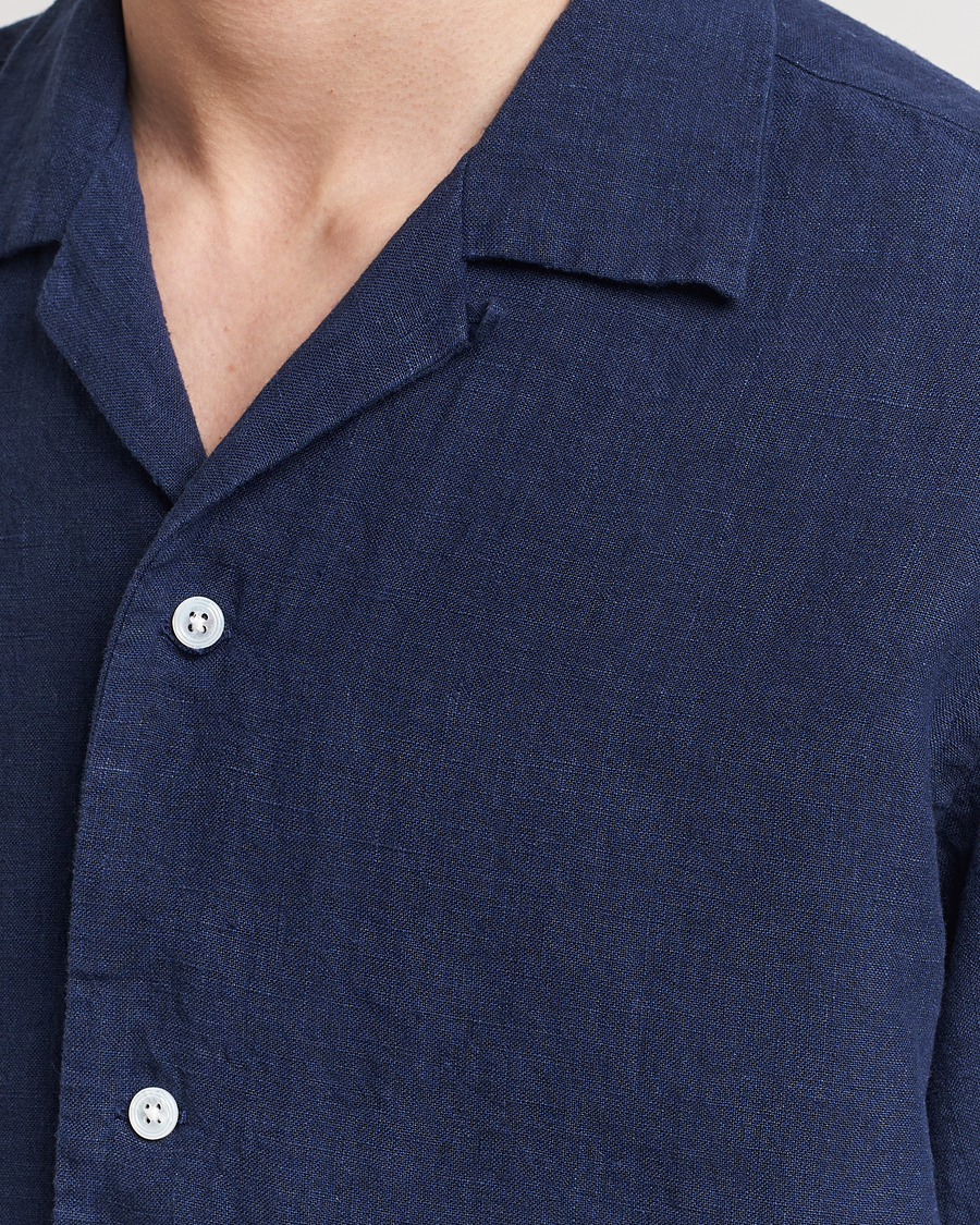 Homme | Chemises | Kamakura Shirts | Heavy Linen Beach Shirt Navy